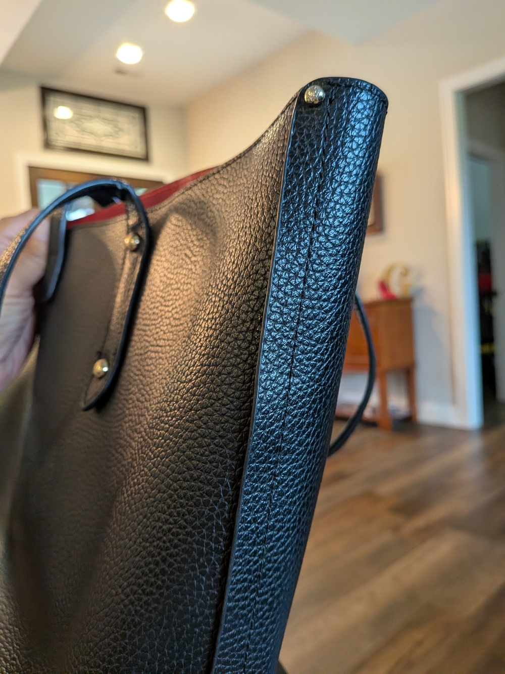 Coach Reversible Market Tote in Black Pebble Leather & True Red - Picture 12 of 16